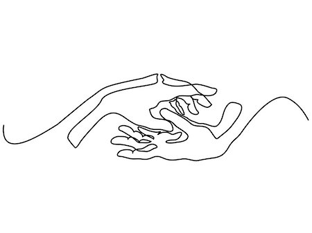 Continuous line drawing. Holding man and woman hands together. Vector illustration Stock Photo - Budget Royalty-Free & Subscription, Code: 400-09117092