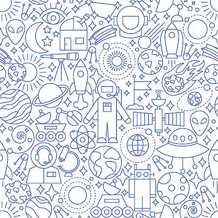 simsearch:400-04378006,k - Space White Line Seamless Pattern. Vector Illustration of Outline Tileable Background. Stock Photo - Budget Royalty-Free & Subscription, Code: 400-09117560