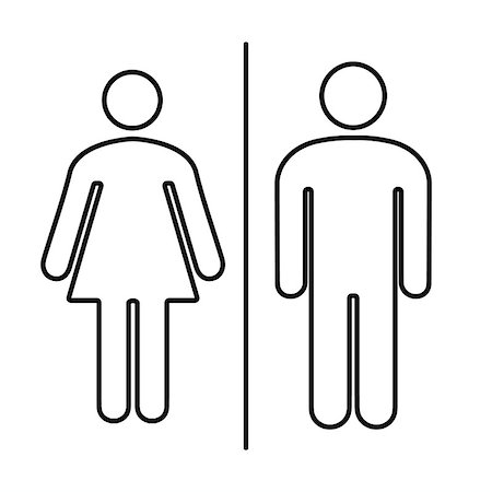 Simple basic icon sign for men and women toilets. Vector illustration. Stock Photo - Budget Royalty-Free & Subscription, Code: 400-09117877
