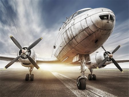 simsearch:400-08188604,k - historical aircraft on a runway is waiting for take off Stock Photo - Budget Royalty-Free & Subscription, Code: 400-09119690