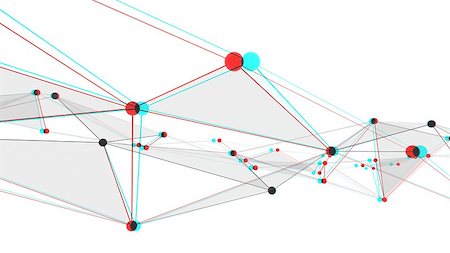 simsearch:400-08413057,k - Concept of networks, science, technology or business. The points are connected by lines and transparent triangles. Large data array. 3d illustration with anaglyph effect Stock Photo - Budget Royalty-Free & Subscription, Code: 400-09119809