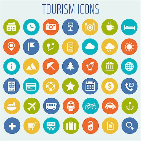 simsearch:400-07114343,k - Vector big set of trendy icons of travel and tourism metaphors Stock Photo - Budget Royalty-Free & Subscription, Code: 400-09119822