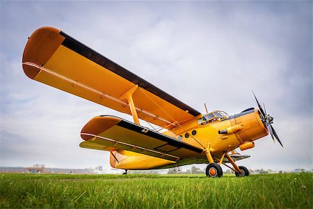 simsearch:400-08188604,k - sports plane on a meadow against a cloudy sky Stock Photo - Budget Royalty-Free & Subscription, Code: 400-09119973