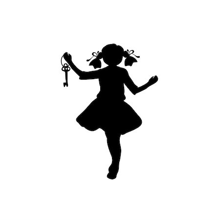 Silhouette girl with key in her hand. Vector illustration Stock Photo - Budget Royalty-Free & Subscription, Code: 400-09119983