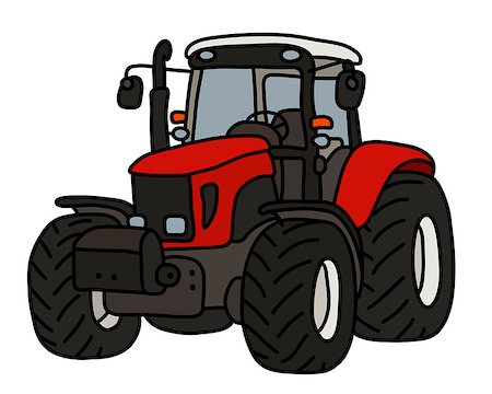 The hand drawing of a red heavy tractor Stock Photo - Budget Royalty-Free & Subscription, Code: 400-09110160