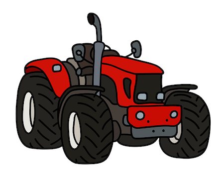 The hand drawing of a red open heavy tractor Stock Photo - Budget Royalty-Free & Subscription, Code: 400-09110190