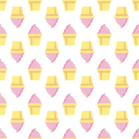 Cupcake vector pattern pink background. Vector illustration Stock Photo - Budget Royalty-Free & Subscription, Code: 400-09110236