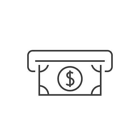 simsearch:400-05670021,k - Atm cash outline icon on white Stock Photo - Budget Royalty-Free & Subscription, Code: 400-09110469