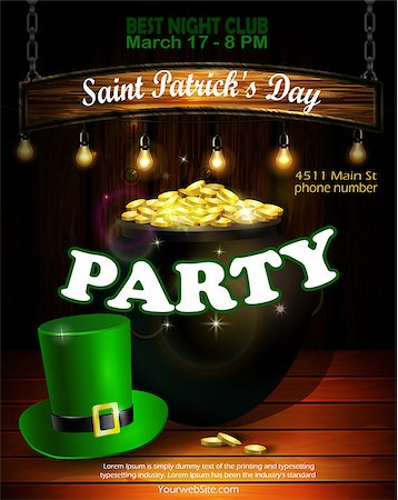 simsearch:400-06519689,k - St. Patrick s Day poster. Vector illustration for party Foto de stock - Super Valor sin royalties y Suscripción, Código: 400-09110504