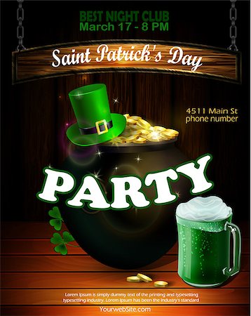 simsearch:400-06519689,k - St. Patrick s Day poster. Vector illustration for party Foto de stock - Super Valor sin royalties y Suscripción, Código: 400-09110505