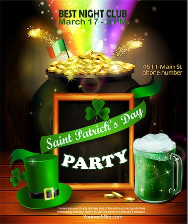 simsearch:400-06519689,k - St. Patrick s Day poster. Vector illustration for party Foto de stock - Super Valor sin royalties y Suscripción, Código: 400-09110506