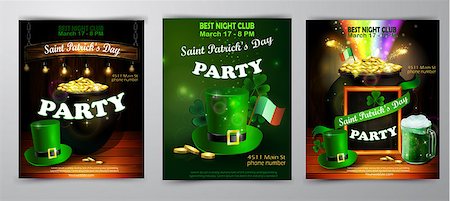 simsearch:400-06519689,k - St. Patrick s Day poster set. Vector illustration for party Foto de stock - Super Valor sin royalties y Suscripción, Código: 400-09110675