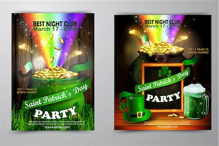 simsearch:400-06519689,k - St. Patrick s Day poster set. Vector illustration for party Foto de stock - Super Valor sin royalties y Suscripción, Código: 400-09110678