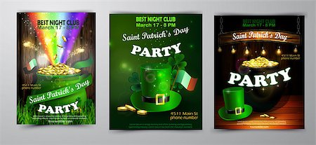 simsearch:400-06519689,k - St. Patrick s Day poster set. Vector illustration for party Foto de stock - Super Valor sin royalties y Suscripción, Código: 400-09110679