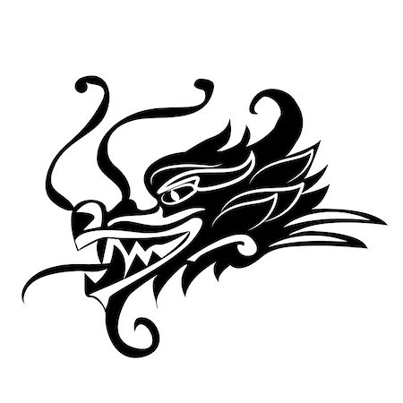 Evil dragon head. Artwork inspired with traditional Chinese and Japanese dragon arts Vector Stock Photo - Budget Royalty-Free & Subscription, Code: 400-09110684