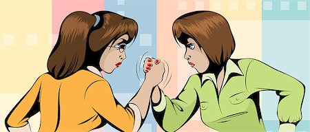 equality background hands - Vector illustration of a fight between two women Stock Photo - Budget Royalty-Free & Subscription, Code: 400-09113480