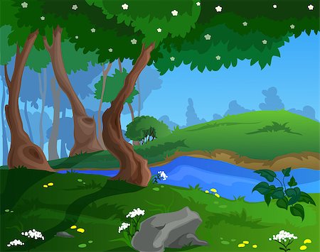 Cartoon spring background, for a game art Stock Photo - Budget Royalty-Free & Subscription, Code: 400-09113520