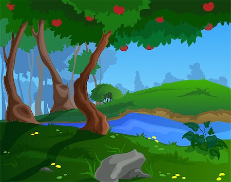 Cartoon summer background, for a game art Stock Photo - Budget Royalty-Free & Subscription, Code: 400-09113521