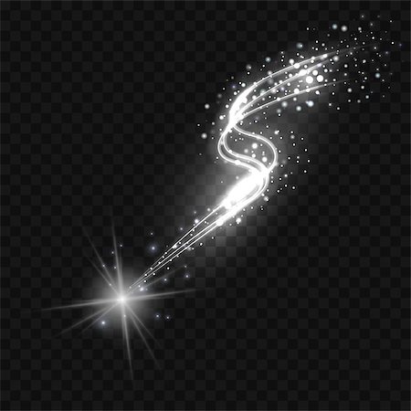 star trail, vector - Falling star with glittering trail. Abstract golden lines on black background. Vector eps10 illustration. Stock Photo - Budget Royalty-Free & Subscription, Code: 400-09113740