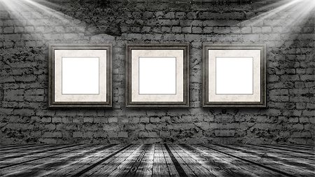 simsearch:400-06107660,k - 3D render of picture frames hanging in an old grunge interior Stock Photo - Budget Royalty-Free & Subscription, Code: 400-09120124