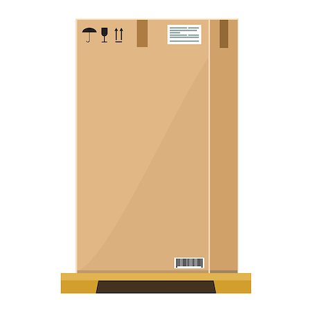 simsearch:400-05735817,k - Empty high Cardboard box on wooden pallet with flat and solid color style design. Illustrated vector. Stock Photo - Budget Royalty-Free & Subscription, Code: 400-09120189