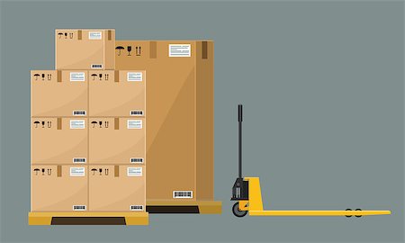 simsearch:400-05735817,k - Different Boxes on wooded pallet vector illustration, flat and solid style warehouse cardboard parcel boxes stack front view. Illustrated vector. Stock Photo - Budget Royalty-Free & Subscription, Code: 400-09120191