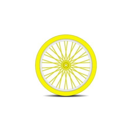 Bicycle wheel in yellow design with shadow on white background Stock Photo - Budget Royalty-Free & Subscription, Code: 400-09120386