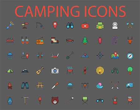 Camping flat vector related icon set for web and mobile applications. It can be used as - logo, pictogram, icon, infographic element. Vector Illustration. Stock Photo - Budget Royalty-Free & Subscription, Code: 400-09121190