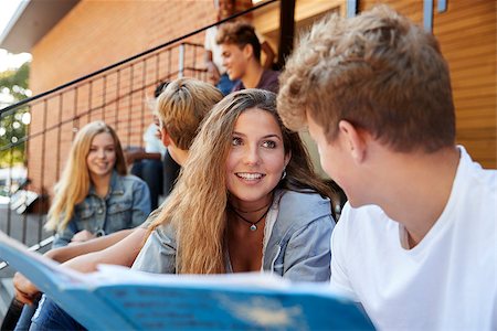 Group Of Teenage Students Socialising On College Campus Together Stock Photo - Budget Royalty-Free & Subscription, Code: 400-09122040