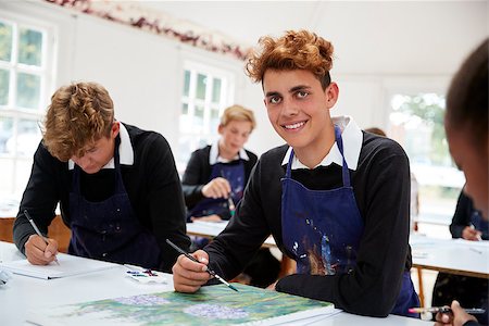 Portrait Of Teenage Students Studying Together In Art Class Stock Photo - Budget Royalty-Free & Subscription, Code: 400-09122114