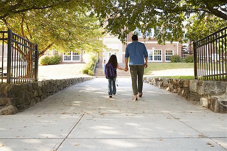 picture of a girl going to school - Father Dropping Off Daughter In Front Of School Gates Stock Photo - Budget Royalty-Free & Subscription, Code: 400-09122579