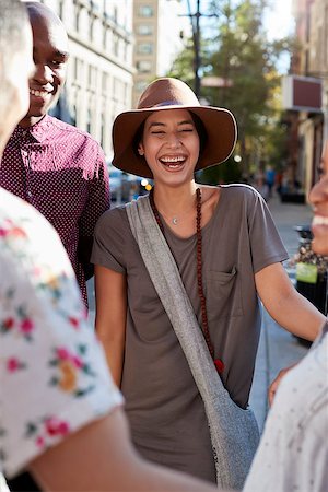 Group Of Friends Meeting On Urban Street In New York City Stock Photo - Budget Royalty-Free & Subscription, Code: 400-09122632