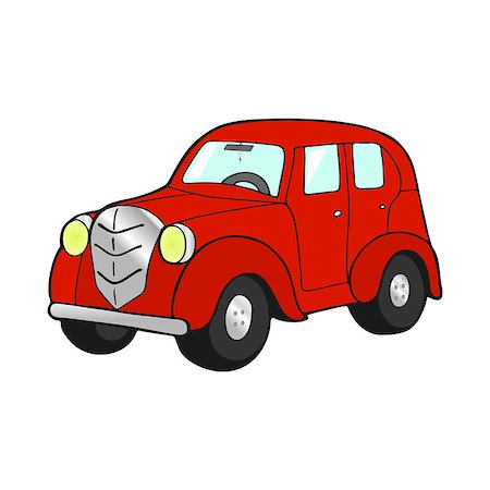 Retro car red on white background, vector illustration Stock Photo - Budget Royalty-Free & Subscription, Code: 400-09134106