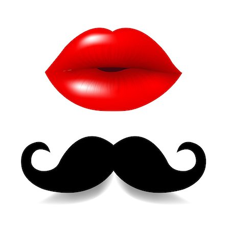 Moustaches And Lips Set With Gradient Mesh, Vector Illustration Stock Photo - Budget Royalty-Free & Subscription, Code: 400-09136646
