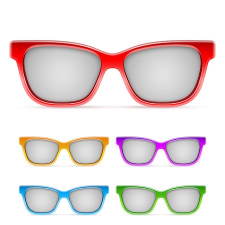 simsearch:400-07774329,k - Summer color framed sunglasses isolated on white background Stock Photo - Budget Royalty-Free & Subscription, Code: 400-09136696