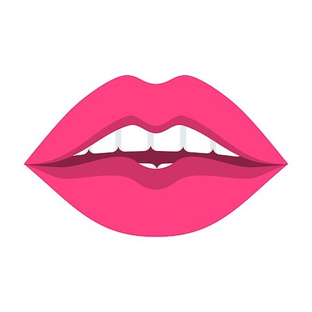 simsearch:400-07464468,k - Female mouth with brightly colored lips and white even beautiful teeth. Care of the oral cavity. Beauty and hygiene. Flat vector cartoon illustration. Objects isolated on white background. Stock Photo - Budget Royalty-Free & Subscription, Code: 400-09137192