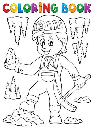 Coloring book miner theme image 1 - eps10 vector illustration. Stock Photo - Budget Royalty-Free & Subscription, Code: 400-09137204