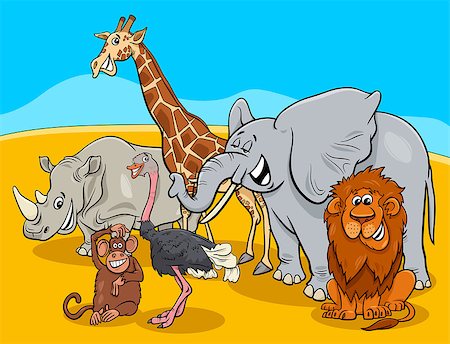 simsearch:400-04242031,k - Cartoon Illustration of Wild Safari Animal Characters Group Stock Photo - Budget Royalty-Free & Subscription, Code: 400-09137433