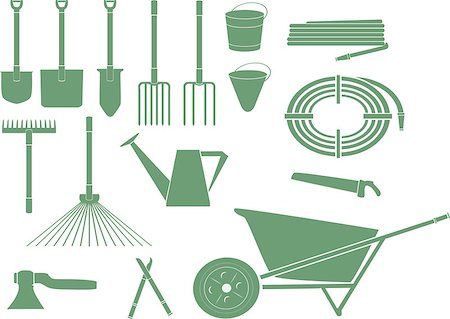 sadco (artist) - a set of monochrome icons of equipment used for work in the garden or garden in spring, summer and autumn Stock Photo - Budget Royalty-Free & Subscription, Code: 400-09138128