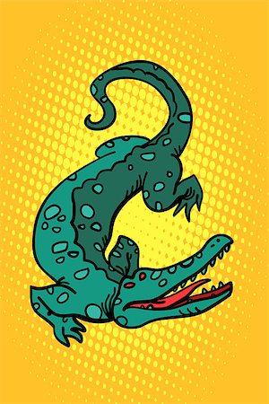 simsearch:400-04434649,k - Crocodile alligator cayman. Comic cartoon pop art retro illustration vector kitsch drawing Stock Photo - Budget Royalty-Free & Subscription, Code: 400-09138281