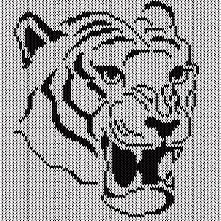 Angry Tiger Portrait, knitting vector pattern as a fabric texture Stock Photo - Budget Royalty-Free & Subscription, Code: 400-09138483