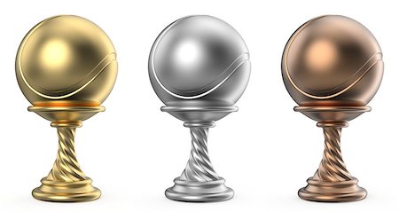 simsearch:400-07499775,k - Gold, silver and bronze trophy cup TENNIS 3D render illustration isolated on white background Stock Photo - Budget Royalty-Free & Subscription, Code: 400-09132011