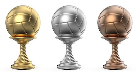 simsearch:400-07499775,k - Gold, silver and bronze trophy cup VOLLEYBALL 3D render illustration isolated on white background Stock Photo - Budget Royalty-Free & Subscription, Code: 400-09132012