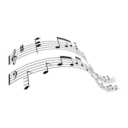 simsearch:400-04570412,k - Wavy musical notes, melody - treble staff Stock Photo - Budget Royalty-Free & Subscription, Code: 400-09132496