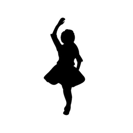 Silhouette girl with hands up. Vector illustration Stock Photo - Budget Royalty-Free & Subscription, Code: 400-09133084