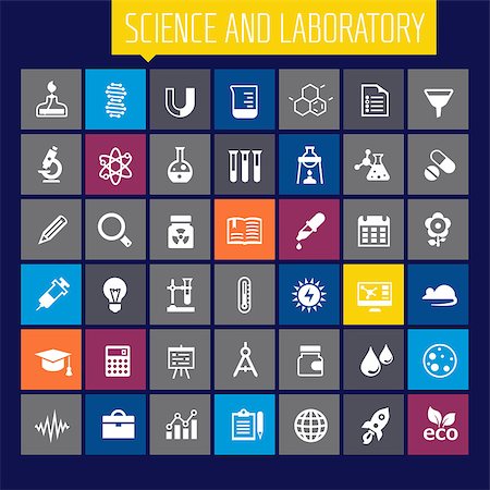 simsearch:400-06100945,k - Trendy flat design Science and Laboratory icons collection Stock Photo - Budget Royalty-Free & Subscription, Code: 400-09133119