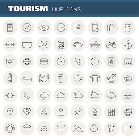 simsearch:400-07114343,k - Vector big set of trendy linear icons of travel and tourism metaphors Stock Photo - Budget Royalty-Free & Subscription, Code: 400-09133124