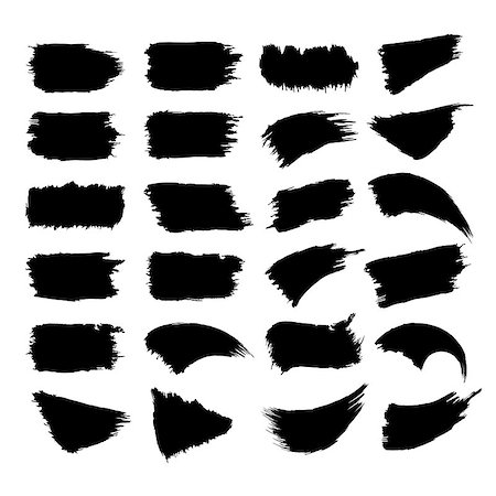 paint brush line art - Set of black paint, ink brush strokes Stock Photo - Budget Royalty-Free & Subscription, Code: 400-09133564