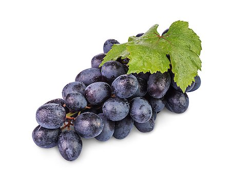 simsearch:400-06923729,k - bunch of ripe black grapes with water drops isolated on  white background Stock Photo - Budget Royalty-Free & Subscription, Code: 400-09140596