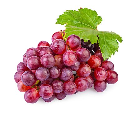 simsearch:400-06923729,k - bunch of ripe red grapes with leaves isolated on  white background Stock Photo - Budget Royalty-Free & Subscription, Code: 400-09140597